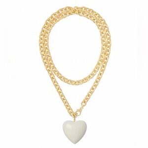 Roxanne Assoulin The Puffy Heart Necklace in Gold chain with white pendant